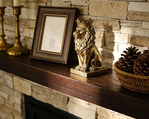 Lion Statue Decor 7 inch Resin, Antique Gold Decor Accent Crown Lion Statue Man Home Office Desk Table Shelf Decoration, Men Father Leo Lion Gift in Kuwait