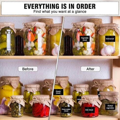 200 Chalkboard Labels, Removable Labels for Storage Bins Food Containers, Waterproof Reusable Blackboard Stickers, Label Stickers with 2 Liquid Chalk Marker for Spice Jars Pantry Mason Bottle in Kuwait