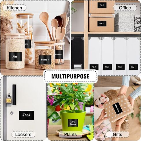 200 Chalkboard Labels, Removable Labels for Storage Bins Food Containers, Waterproof Reusable Blackboard Stickers, Label Stickers with 2 Liquid Chalk Marker for Spice Jars Pantry Mason Bottle in Kuwait