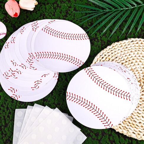 60pcs Paper Baseball Cutouts, with 120 Glue Points Baseball Sports Party Decorations Classroom Bulletin Board Birthday & Baby Shower DIY Supplies in Saudi Arabia