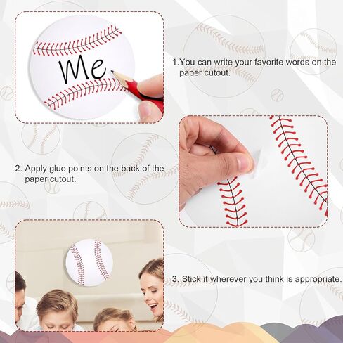 60pcs Paper Baseball Cutouts, with 120 Glue Points Baseball Sports Party Decorations Classroom Bulletin Board Birthday & Baby Shower DIY Supplies in Saudi Arabia