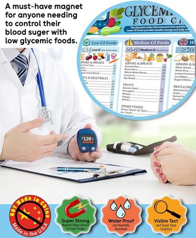 Lone Star Art Glycemic Index Food Chart Magnet 8.5x11 Low Medium High GI Nutrition Guide Blood Sugar Reference Healthy Choices Diabetes Friendly Kitchen Refrigerator Educational Wellness Tracker in Saudi Arabia