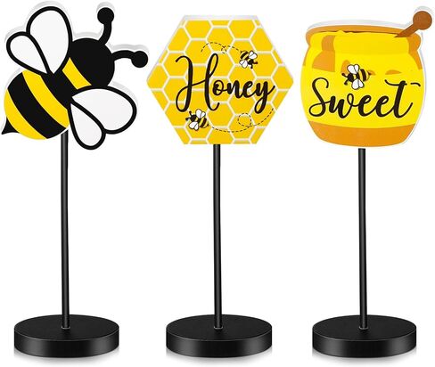 3 قطع من Yerliker مجموعة مكعبات خشبية صغيرة على شكل نحلة صغيرة من قطع مركزية لطاولة قرص العسل الصغيرة قائمة بذاتها على شكل نحلة ريفية لتزيين صينية الصيف المتدرجة لتزيين حفلات الربيع والصيف in Kuwait