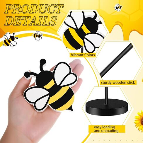 3 قطع من Yerliker مجموعة مكعبات خشبية صغيرة على شكل نحلة صغيرة من قطع مركزية لطاولة قرص العسل الصغيرة قائمة بذاتها على شكل نحلة ريفية لتزيين صينية الصيف المتدرجة لتزيين حفلات الربيع والصيف in Kuwait