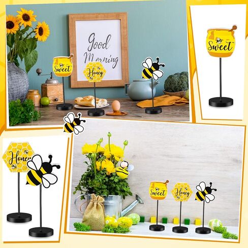 3 قطع من Yerliker مجموعة مكعبات خشبية صغيرة على شكل نحلة صغيرة من قطع مركزية لطاولة قرص العسل الصغيرة قائمة بذاتها على شكل نحلة ريفية لتزيين صينية الصيف المتدرجة لتزيين حفلات الربيع والصيف in Kuwait