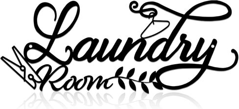 منظم جدار الغسيل المعدني الأسود من Farmhouse - ديكور غرفة المرافق مقاوم للصدأ، لوحة فنية جدارية لغرفة الغسيل العتيقة للمنزل، 15.7 × 6.2 بوصة in Kuwait