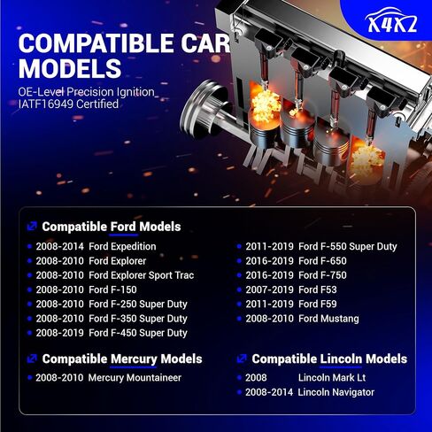 SP509 شمعات إشعال إيريديوم مزدوجة لـ 2008-2019 Ford F-150 F-250 F-350 F-450 Expedition Explorer Mustang، Lincoln Navigator، Mercury Mountaineer والمزيد من نماذج F-Series استبدال # PZNAR6A11H HJFS24FP in Saudi Arabia