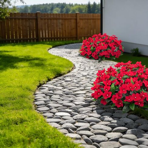 6 Pcs Artificial Flowers for Outdoors Fake Silk Periwinkle Flowers Faux Plants UV Resistant Bouquet Decorations for Planters Spring Summer Garden Porch Patio Window Box Balcony Home, Red in Saudi Arabia