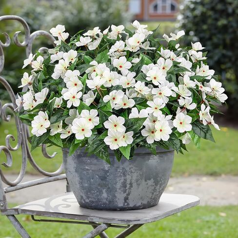 6 Pcs Artificial Flowers for Outdoors Fake Silk Periwinkle Flowers Faux Plants UV Resistant Bouquet Decorations for Planters Spring Summer Garden Porch Patio Window Box Balcony Home, Red in Saudi Arabia