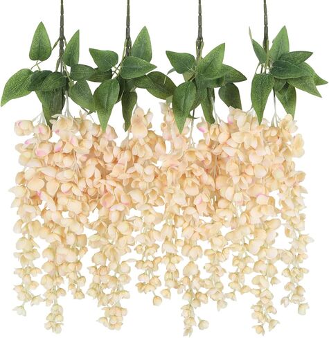 IPOPU Fake Silk Wisteria Flower 4PCS Artificial Red Wisteria Hanging Flowers Outdoors 23.6inch Faux Hanging Flower for DIY Indoors/Outdoors Wedding Wall Arch Party Decor(Red) in Saudi Arabia