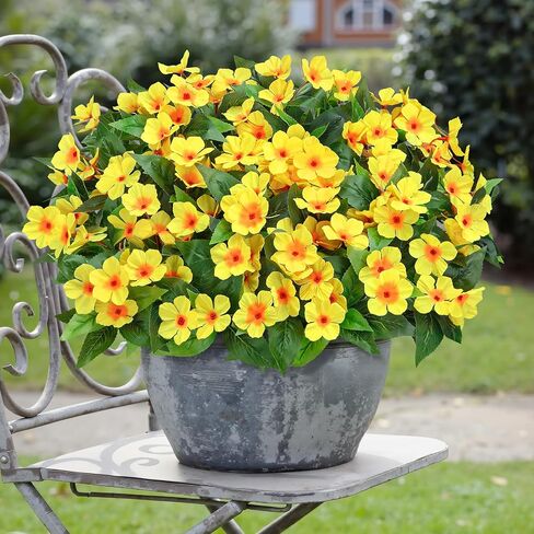 6 Pcs Artificial Flowers for Outdoors Fake Silk Periwinkle Flowers Faux Plants UV Resistant Bouquet Decorations for Planters Spring Summer Garden Porch Patio Window Box Balcony Home, Red in Saudi Arabia