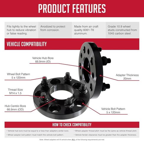 Wheel Accessories Parts 2 Pcs Hub Centric Wheel Spacers 5 on 120mm 5x120mm 20mm 0.8 Inch Thick 66.9mm Hub M14x1.5 14x1.5 Thread Stud Fits 2010+ Chevy Camaro ｜ 2020+ Corvette ｜ 2010-17 Terrain in Saudi Arabia