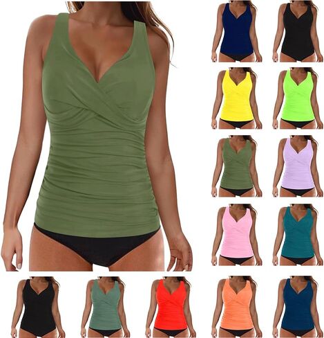 Swimsuits for Women 2026 Tankini Tummy Control Womens Bathing Suits Sexy V Neck Twist Push Up Tankini Swim Suits in Saudi Arabia