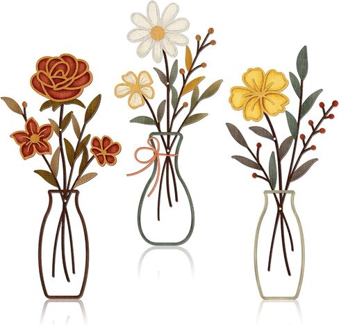 Zzbakress 3 Pcs Boho Floral Wall Art Metal Flowers Wall Decor Rustic Wall Decor Colorful Flower Metal Wall Sculptures for Home Decoration Bathroom Kitchen (Boho) in Saudi Arabia