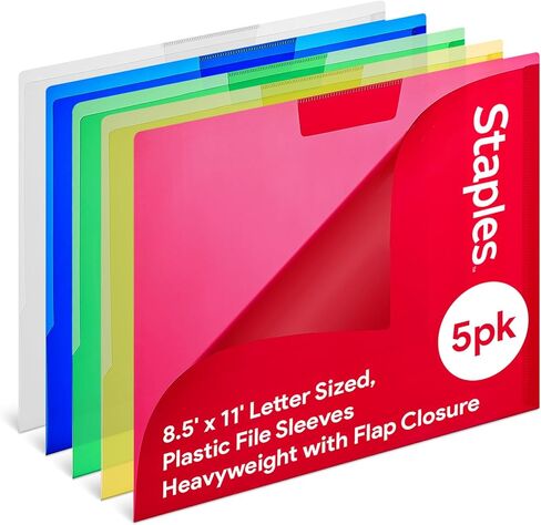 Staples Poly Project Jackets, Letter, Assorted Transparent, 5/Pack in Saudi Arabia