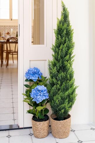 شجرة كوبية صناعية كبيرة في وعاء - نبات كوبية صناعي حقيقي الملمس للديكور الداخلي والخارجي، مثالي للمداخل والقطع المركزية (أزرق) in Kuwait