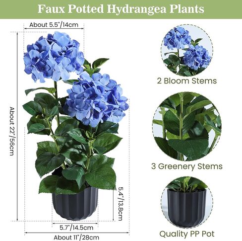 شجرة كوبية صناعية كبيرة في وعاء - نبات كوبية صناعي حقيقي الملمس للديكور الداخلي والخارجي، مثالي للمداخل والقطع المركزية (أزرق) in Kuwait