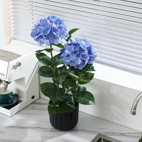 شجرة كوبية صناعية كبيرة في وعاء - نبات كوبية صناعي حقيقي الملمس للديكور الداخلي والخارجي، مثالي للمداخل والقطع المركزية (أزرق) in Kuwait