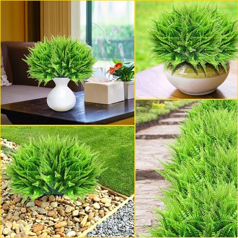 Cindeer 60 Pcs Artificial Boston Fern Plants Fake Boston Fern Stems UV Resistant Faux Plants Artificial Outdoor Plastic Bushes Bulk for Hanging Office Porch Window Home Decorations in Saudi Arabia