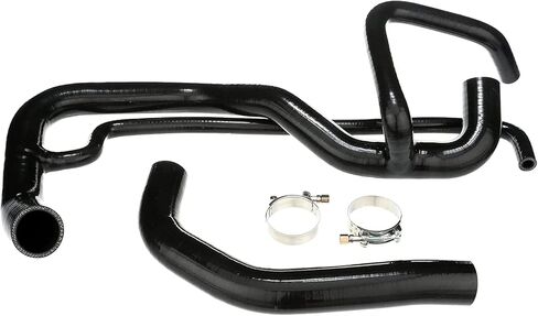 طقم المبرد العلوي والسفلي من السيليكون شديد التحمل متوافق مع 2001-2005 Chevy GMC Sierra 2500 3500 Duramax 6.6L تحمل الضغط والألياف المدمجة المقاومة للحرارة (أسود) in Kuwait
