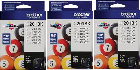Brother LC201BK Standard Yield Ink cartridge jtMsWI, 3Pack (Black) in Saudi Arabia