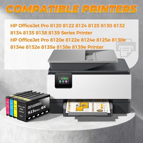 4 خراطيش حبر 923e متوافقة مع حبر HP 923XL 923 HP923e متوافقة مع طابعات HP OfficeJet Pro 8135e 8138e 8139e 8122e 8120 8123 8130 8133، أسود سماوي أرجواني أصفر (3500 صفحة) in Kuwait