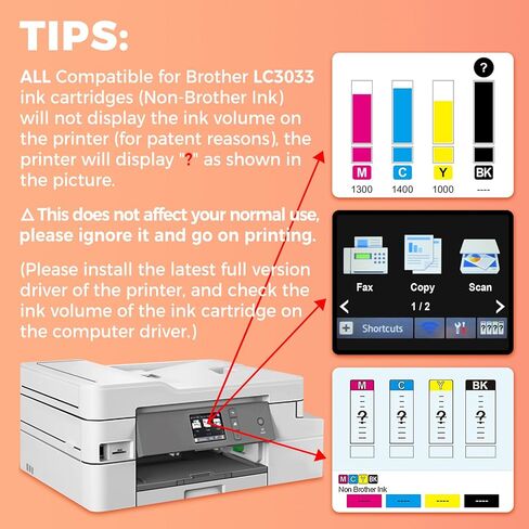 خراطيش حبر MS DEER LC3033 BK/C/M/Y، بديلة متوافقة لطابعة Brother LC3033XXL LC 3033 XXL LC3033BK LC3035 عالية الإنتاجية لطابعة MFC-J995DW MFC-J805DW MFC-J815DW مع شريحة ذكية، مختومة in Kuwait