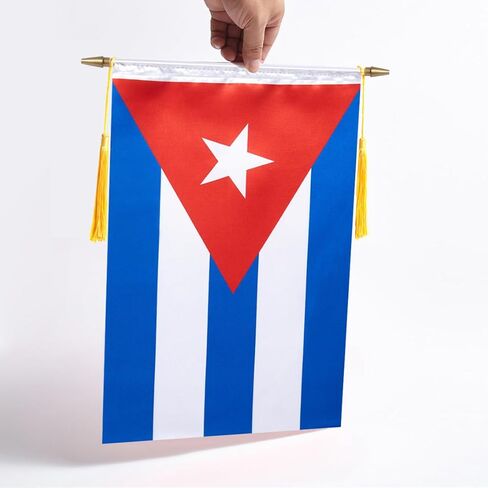 لافتة حائط كوبا مقاس 18 × 12 بوصة، عمود تعليق خشبي ولمسة نهائية مزدوجة من الساتان، علم معلق كوبي، لغرفة المنزل، والفصول المدرسية، والنادي والباب in Kuwait