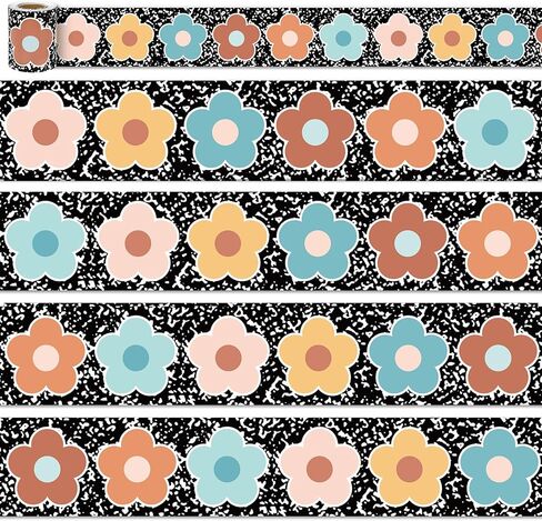 32.8Ft Dream Flower Bulletin Board Border Composition Bright Pastel Flower Die Cut Trim Border Roll for Classroom Chalkboard Wall Decor in Saudi Arabia