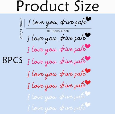 8 PCS I Love You Drive Safe Mirror Sticker, Vinyl Car Stickers for Women, Cute Car Decals for Rearview Mirror, Rear View Mirror Stickers for Car Truck SUV in Saudi Arabia