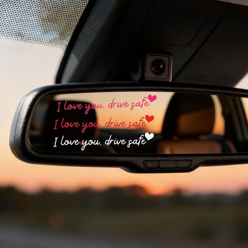 8 PCS I Love You Drive Safe Mirror Sticker, Vinyl Car Stickers for Women, Cute Car Decals for Rearview Mirror, Rear View Mirror Stickers for Car Truck SUV in Saudi Arabia