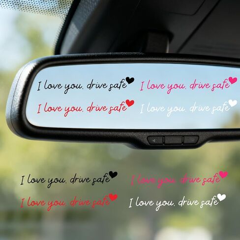 8 PCS I Love You Drive Safe Mirror Sticker, Vinyl Car Stickers for Women, Cute Car Decals for Rearview Mirror, Rear View Mirror Stickers for Car Truck SUV in Saudi Arabia
