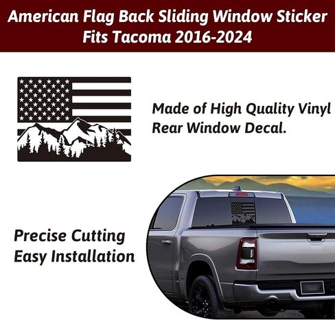 Zhizhong Rear Middle Window Decal Compatible with Toyota Tacoma 2005-2023, Back Center Sliding Window Glass Snow Mountain Scene Vinyl Sticker in Saudi Arabia