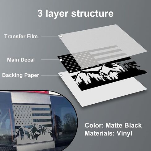 Zhizhong Rear Middle Window Decal Compatible with Toyota Tacoma 2005-2023, Back Center Sliding Window Glass Snow Mountain Scene Vinyl Sticker in Saudi Arabia