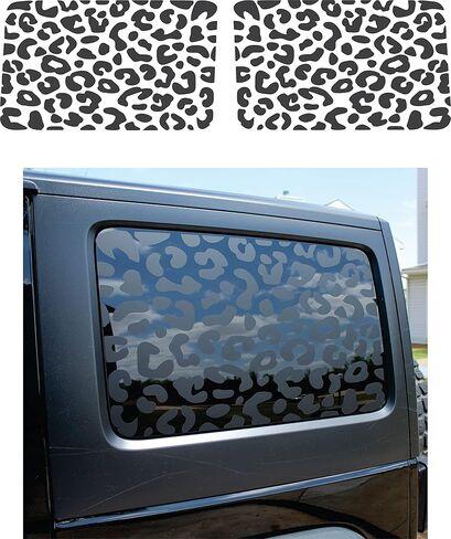 Compatible with Jeep Wrangler Jk & JKU (4 Door) 2011-2018 | Precut Leopard Cheetah Print Window Decals | Proudly Made in The US | Matte Black (Hardtop Window) in Saudi Arabia