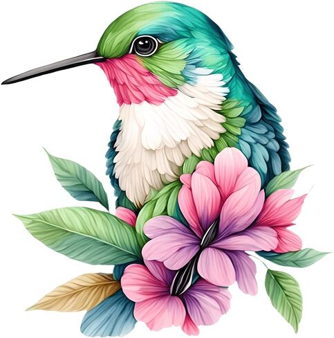 قطعتان من ملصقات الفينيل المزخرفة بالزهور الطنانة - ملصقات مقاومة للماء قابلة للإزالة للسيارة والشاحنة والدراجات النارية والكمبيوتر المحمول - ملصق ديكور مستوحى من الطبيعة - Z015 in Kuwait