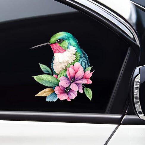 قطعتان من ملصقات الفينيل المزخرفة بالزهور الطنانة - ملصقات مقاومة للماء قابلة للإزالة للسيارة والشاحنة والدراجات النارية والكمبيوتر المحمول - ملصق ديكور مستوحى من الطبيعة - Z015 in Kuwait