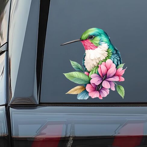 قطعتان من ملصقات الفينيل المزخرفة بالزهور الطنانة - ملصقات مقاومة للماء قابلة للإزالة للسيارة والشاحنة والدراجات النارية والكمبيوتر المحمول - ملصق ديكور مستوحى من الطبيعة - Z015 in Kuwait