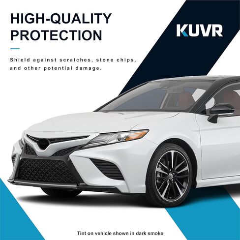 Pre-Cut Front Emblem Tint Compatible with Toyota Camry 2018-2020 | Precision Cut Stretchable PPF Vinyl Overlay Cover Wrap Dark Smoke (Pack of 2) in Saudi Arabia