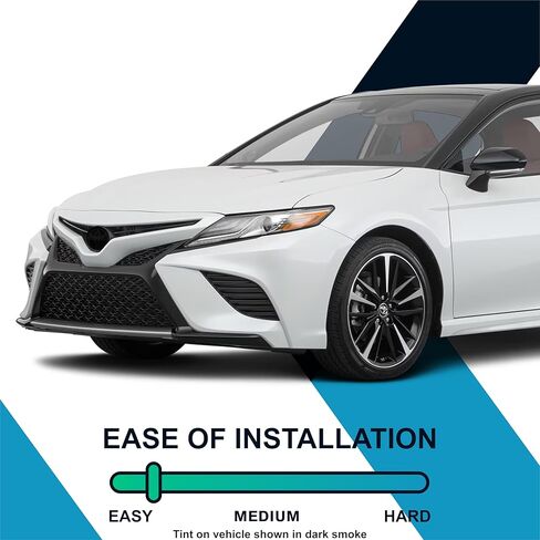 Pre-Cut Front Emblem Tint Compatible with Toyota Camry 2018-2020 | Precision Cut Stretchable PPF Vinyl Overlay Cover Wrap Dark Smoke (Pack of 2) in Saudi Arabia