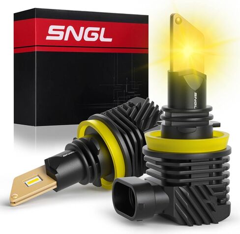 مصابيح ضباب LED SNGL H11/H8/H16 أو DRL، أصفر كهرماني 3000 كلفن، 13000 لومن لكل مجموعة، سطوع 500%، بدون مروحة، لضوء الضباب أو رياضة الطاقة، حزمة من 2 in Kuwait