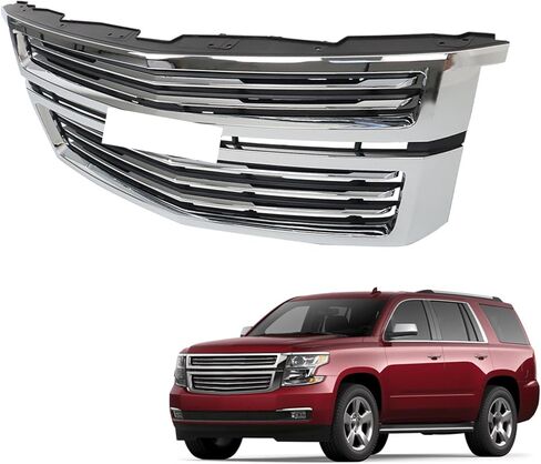 Front Bumper Chrome Grille Upper Grill Replacement for 2015 2016 2017 2018 2019 2020 Tahoe Suburban LTZ Style in Saudi Arabia