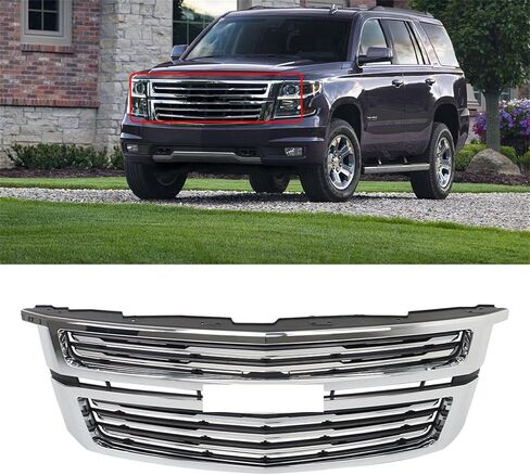 Front Bumper Chrome Grille Upper Grill Replacement for 2015 2016 2017 2018 2019 2020 Tahoe Suburban LTZ Style in Saudi Arabia