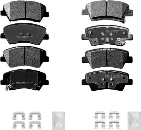 Front and Rear Ceramic Brake Pads Set with Hardware For 2011-2016 Hyundai Elantra, 2012-2017 Accent, Velo-ster, 2014-2016 Kia Forte, Rio in Kuwait