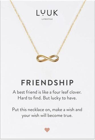 قلادات LUUK LIFESTYLE للسيدات من الفولاذ المقاوم للصدأ مع قلب، البرسيم، النجمة، المرساة، قلادة الكرة الأرضية، هدية عصرية، رمز الحظ، طول قابل للتعديل 20 بوصة، بطاقة الصداقة، ذهبي، فضي، وذهب وردي in Kuwait