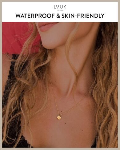 LUUK LIFESTYLE Stainless steel women necklaces with heart, clover, star, anchor, globe pendant, trendy gift, luck symbol, 20" adjustable length, FRIENDSHIP card, gold, silver, and rose gold in Saudi Arabia