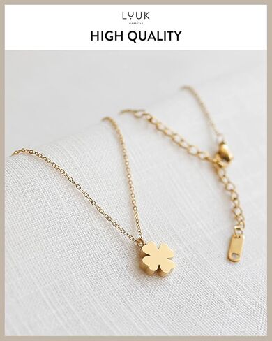 LUUK LIFESTYLE Stainless steel women necklaces with heart, clover, star, anchor, globe pendant, trendy gift, luck symbol, 20" adjustable length, FRIENDSHIP card, gold, silver, and rose gold in Saudi Arabia
