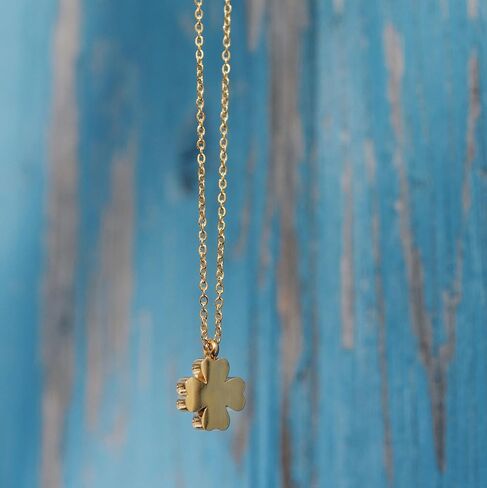 LUUK LIFESTYLE Stainless steel women necklaces with heart, clover, star, anchor, globe pendant, trendy gift, luck symbol, 20" adjustable length, FRIENDSHIP card, gold, silver, and rose gold in Saudi Arabia