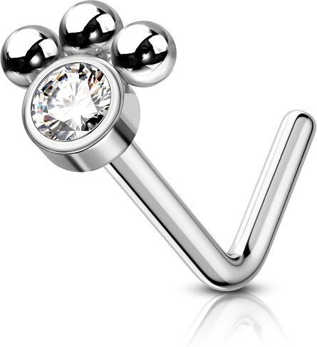 COCHARM 3PCS Titanium Flower Nose Rings Studs 20G, 6.5mm L-Shaped Nose Piercing Jewelry Set - Hypoallergenic Surgical Steel Heart L Bend Nostril Stud for Women Men in Saudi Arabia