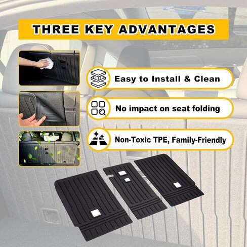 Dermon Rear Seat Back Covers Protector for 2026 2025 Tesla Model Y Juniper 5-Seats TPE Waterproof All Weather Seatback Mats Liner Interior Accessories for Second Row Camping Fishing Gear (3PCS) in Kuwait